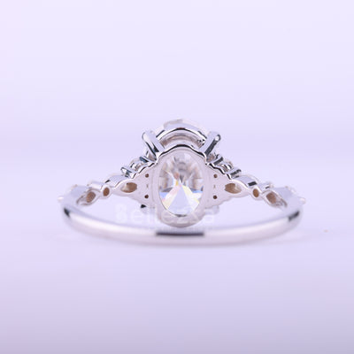 1.50CT Oval Cut Cluster Diamond Moissanite Engagement Ring