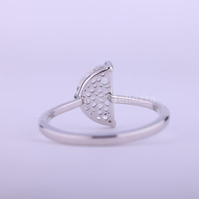 Half Moon Cut Diamond Solitaire Moissanite Engagement Ring