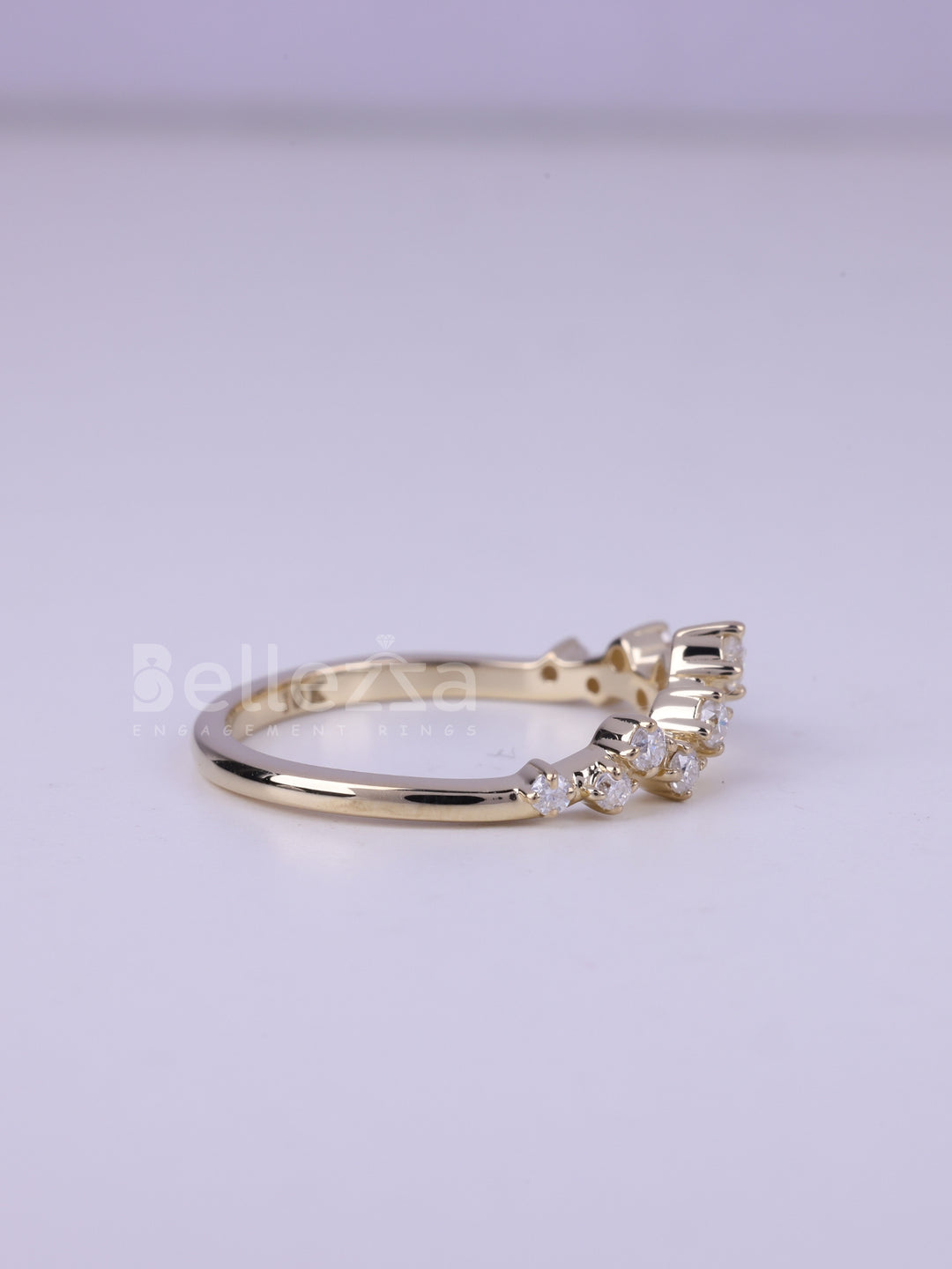 Round Cut Cluster Moissanite Wedding Band For Her