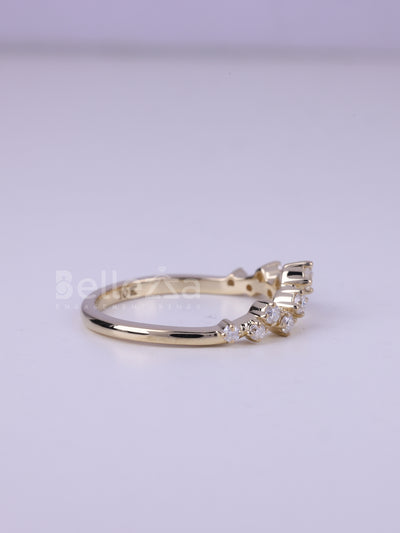 Round Cut Cluster Moissanite Wedding Band For Her