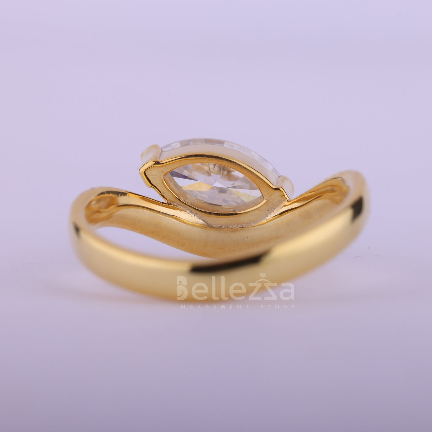 1.0CT East-West Marquise Cut Curved Moissanite Engagement Ring