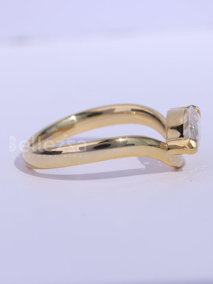 1.0CT Marquise Cut Curved Unique Solitaire Engagement Ring