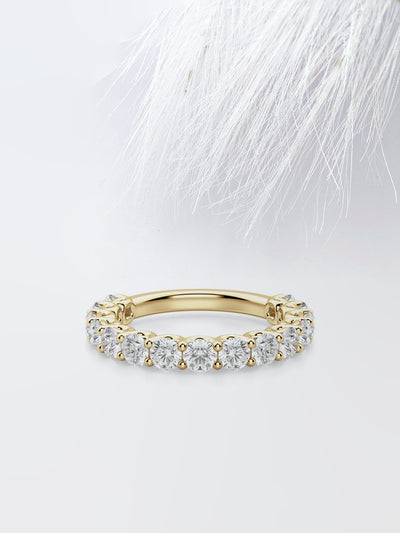 Round Cut Semi Eternity (3\4) Diamond Wedding Band For Women
