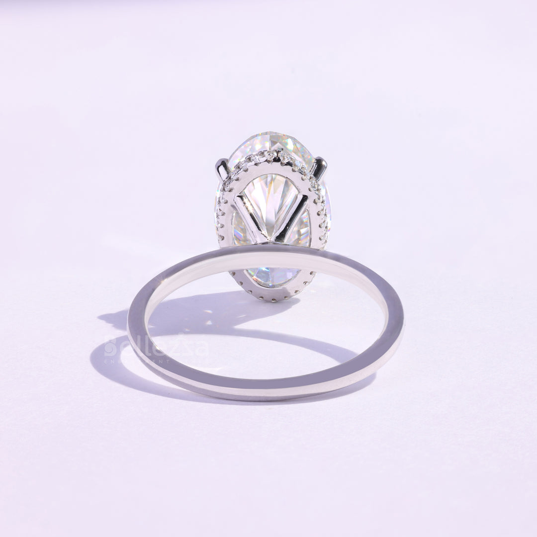 5.50CT Oval Cut Moissanite Hidden Halo Engagement Ring - Ready to ship
