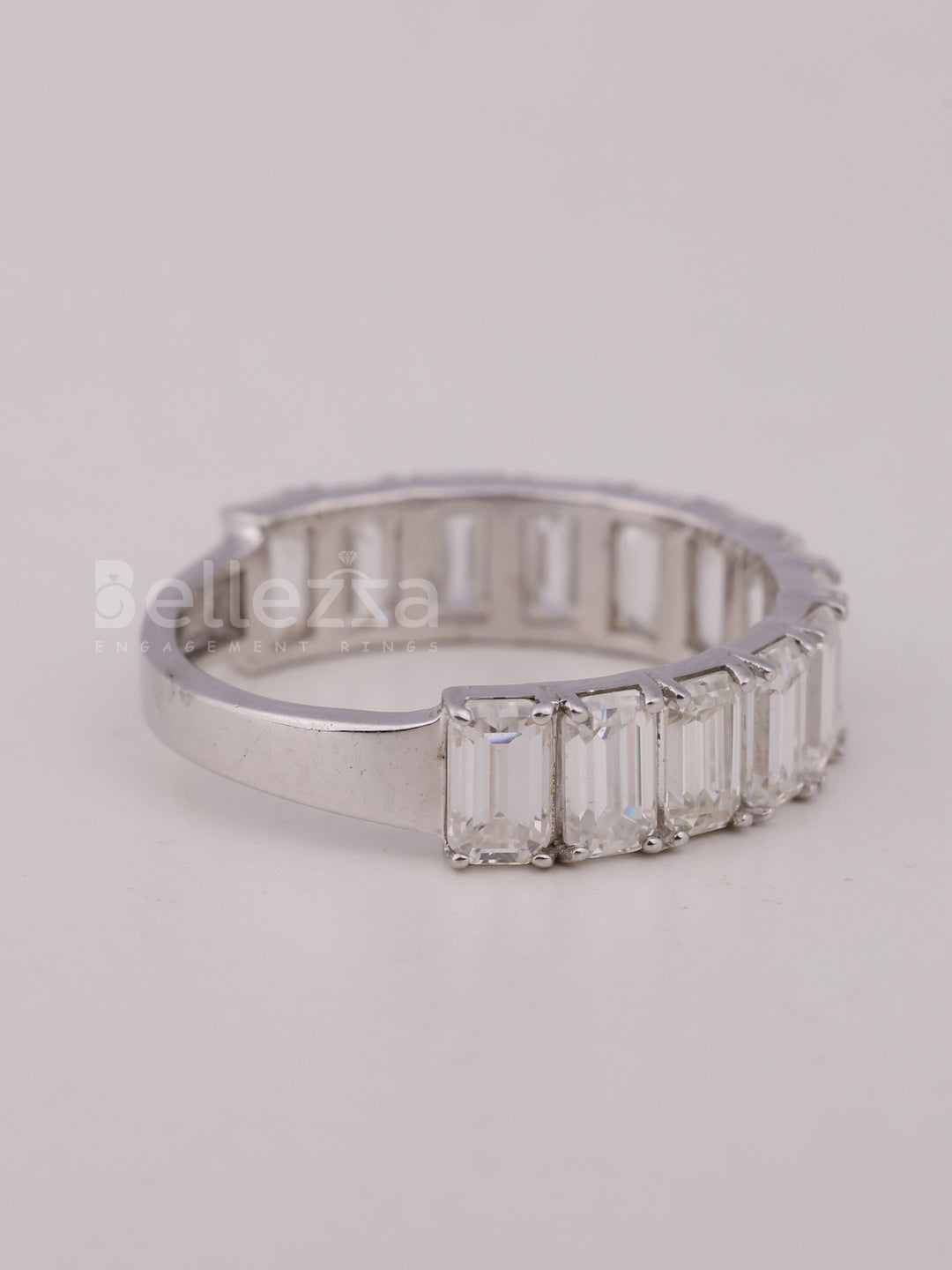 1.50TCW Emerald Cut Half Eternity Wedding Band For Her