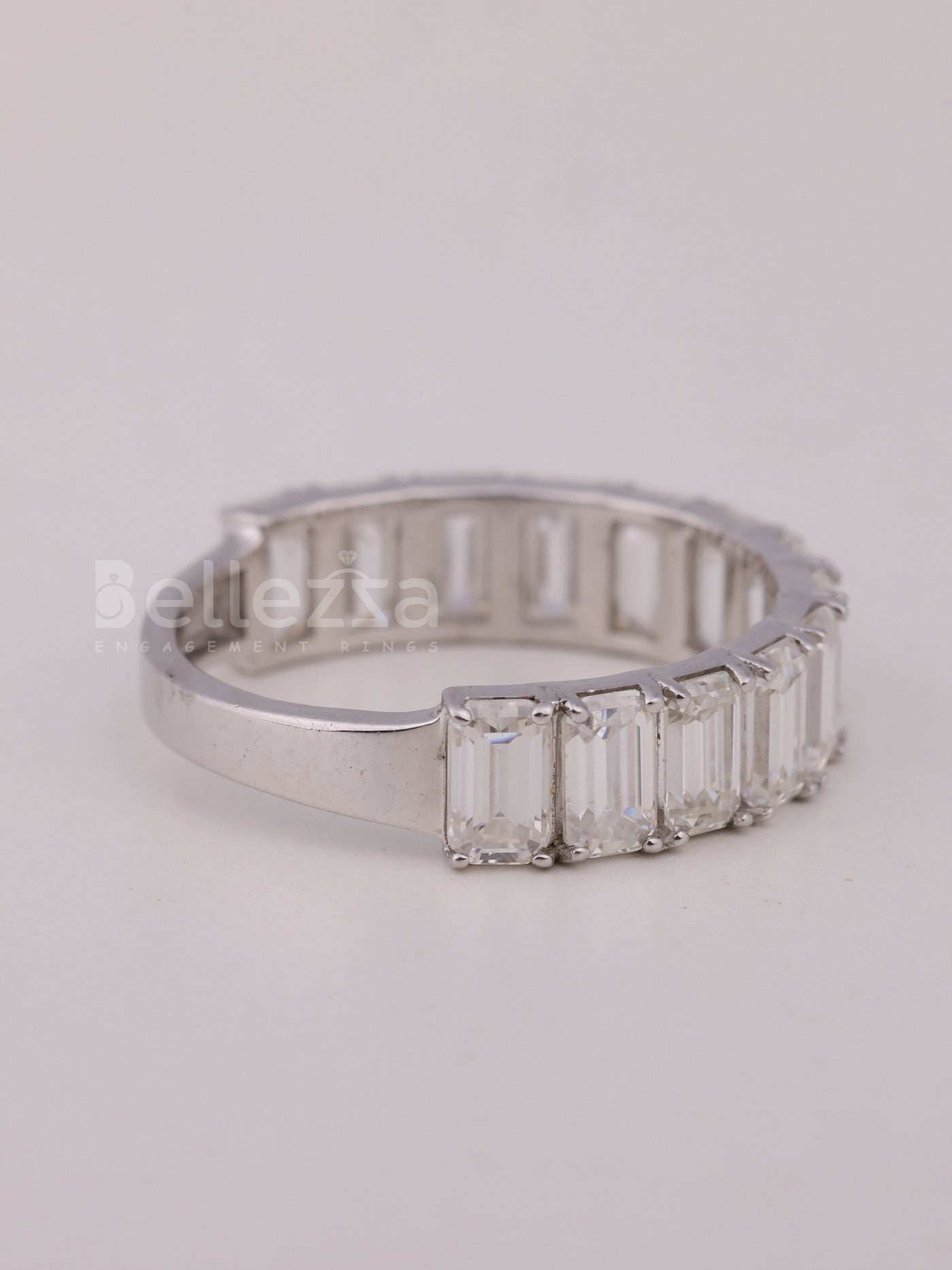 1.50TCW Emerald Cut Half Eternity Wedding Band For Her