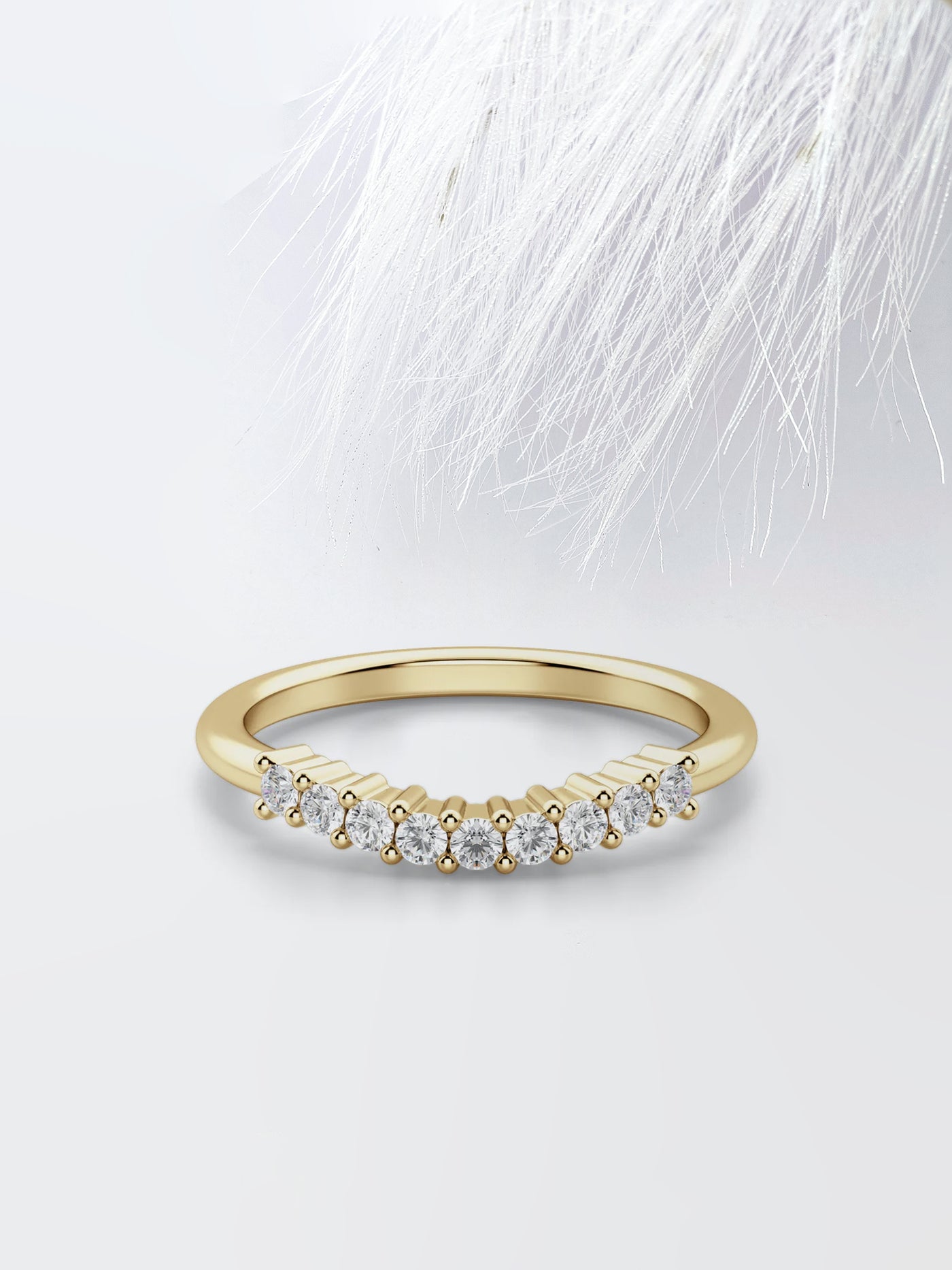 Round Cut Curved Diamond Wedding Band For Women