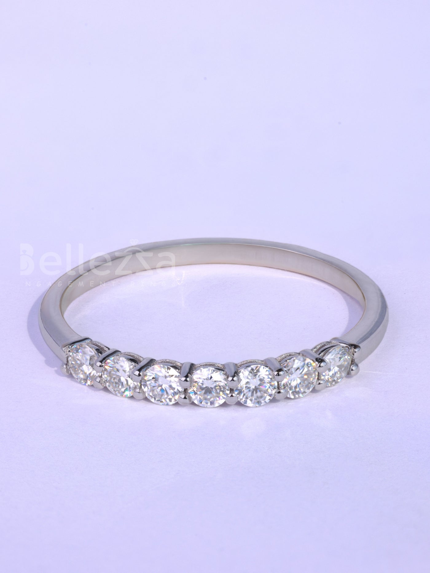 Round Cut Diamond Minimalist Moissanite Wedding Band