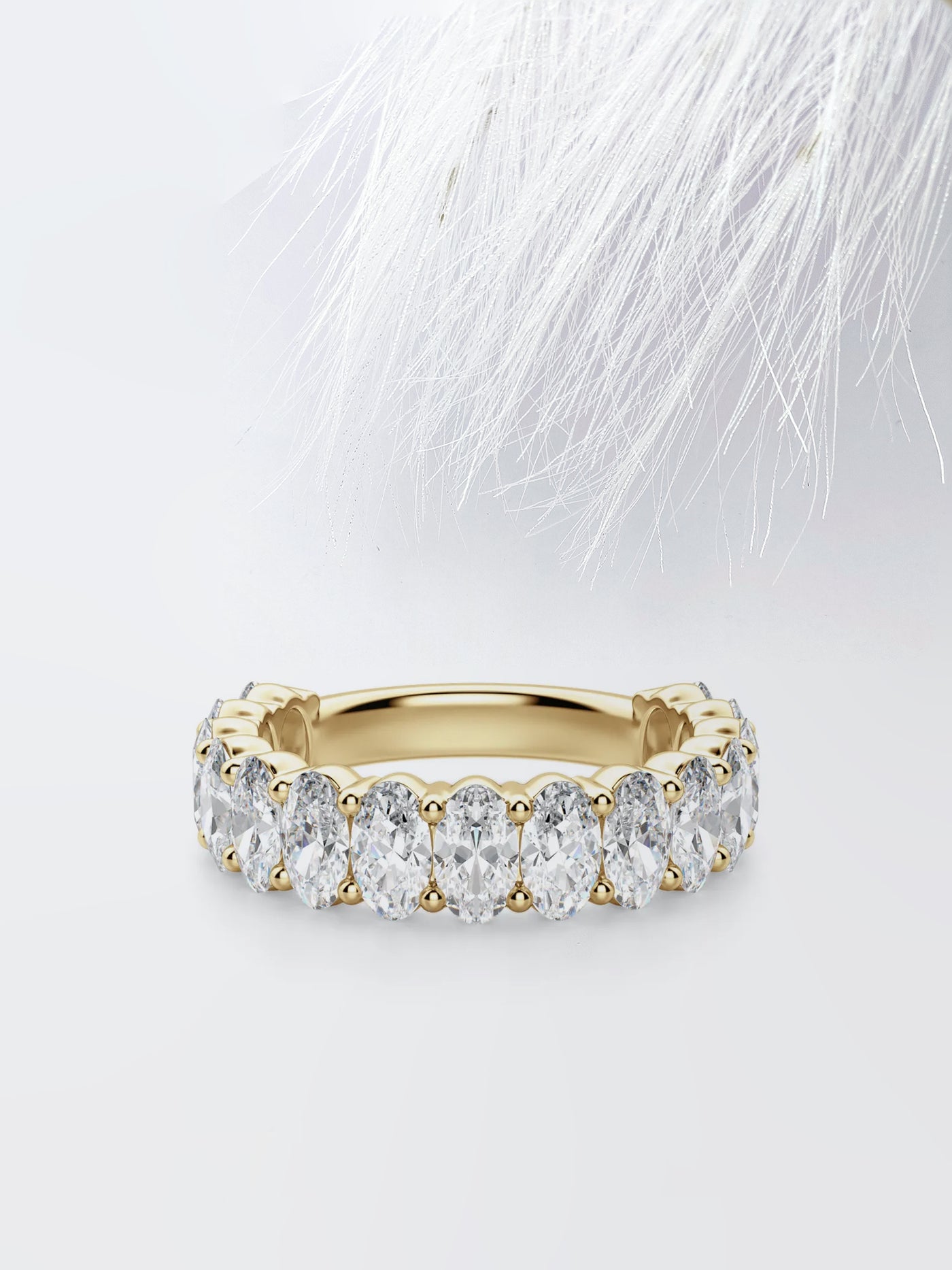 Oval Cut 3/4 Eternity Diamond Wedding Band For Her