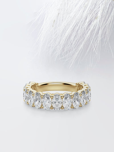 Oval Cut 3/4 Eternity Diamond Wedding Band For Her
