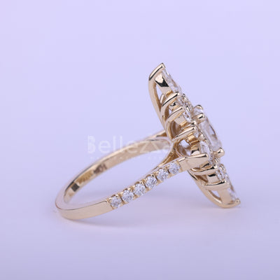 1.0CT Oval Cut Halo Cluster Diamond Moissanite Engagement Ring