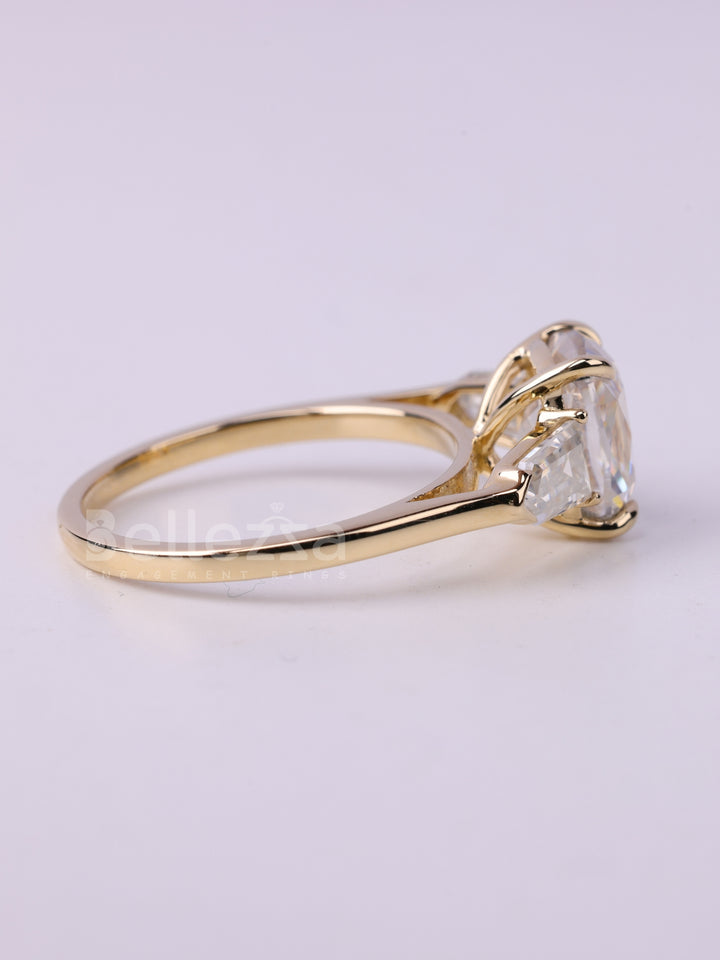 1.50CT Elongated Cushion Cut Three Stone Engagement Ring