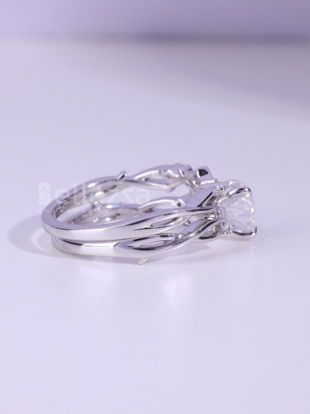 1.0CT Round Cut Diamond Nature Inspired Bridal Ring Set