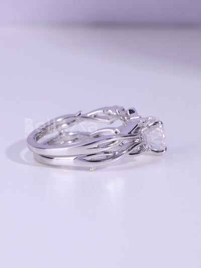 1.0CT Round Cut Diamond Nature Inspired Bridal Ring Set