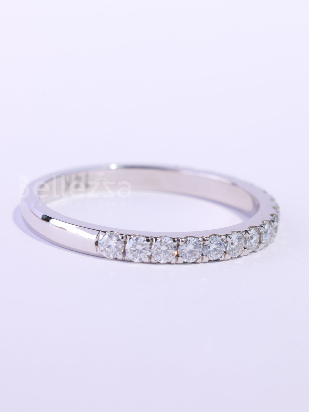 Round Cut Diamond Half Eternity Moissanite Wedding Band