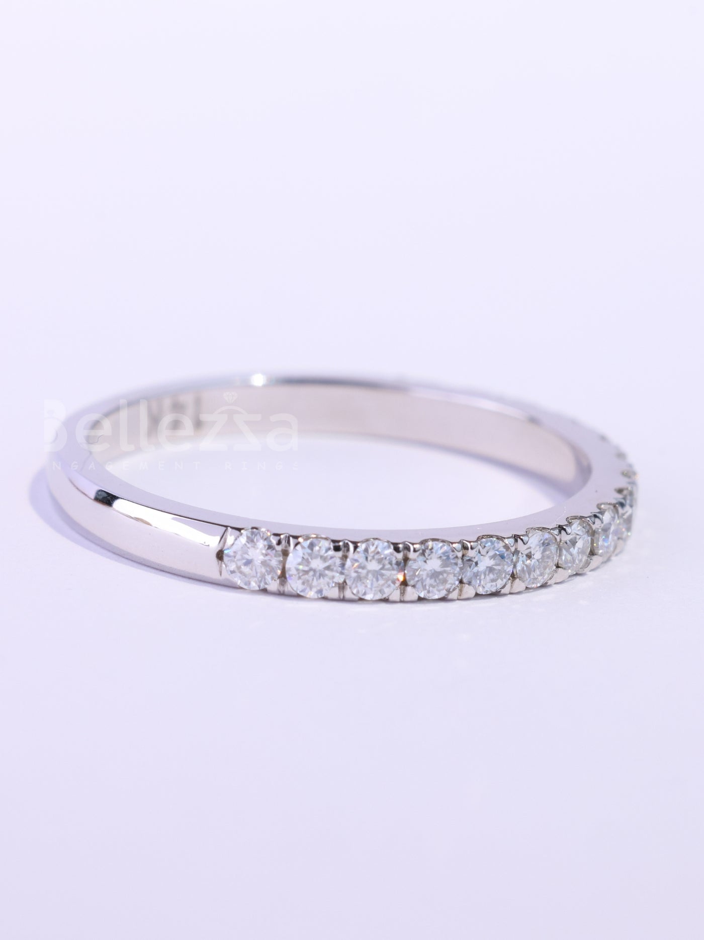 Round Cut Diamond Half Eternity Moissanite Wedding Band