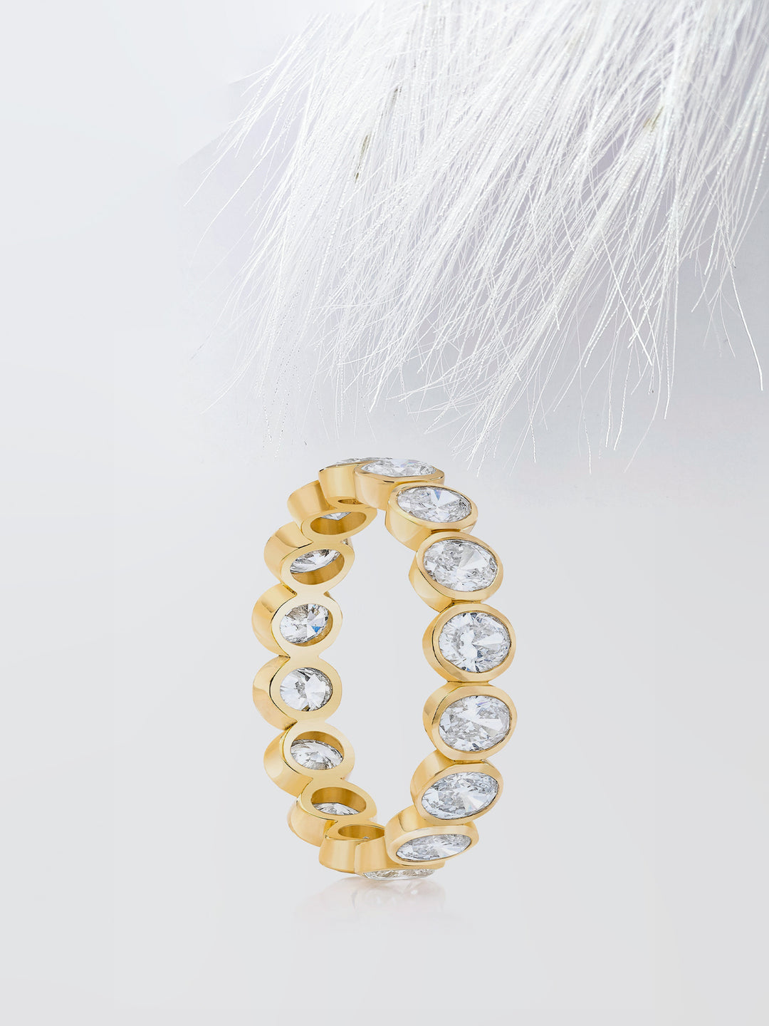 Oval Cut Bezel Diamond Wedding Band For Women