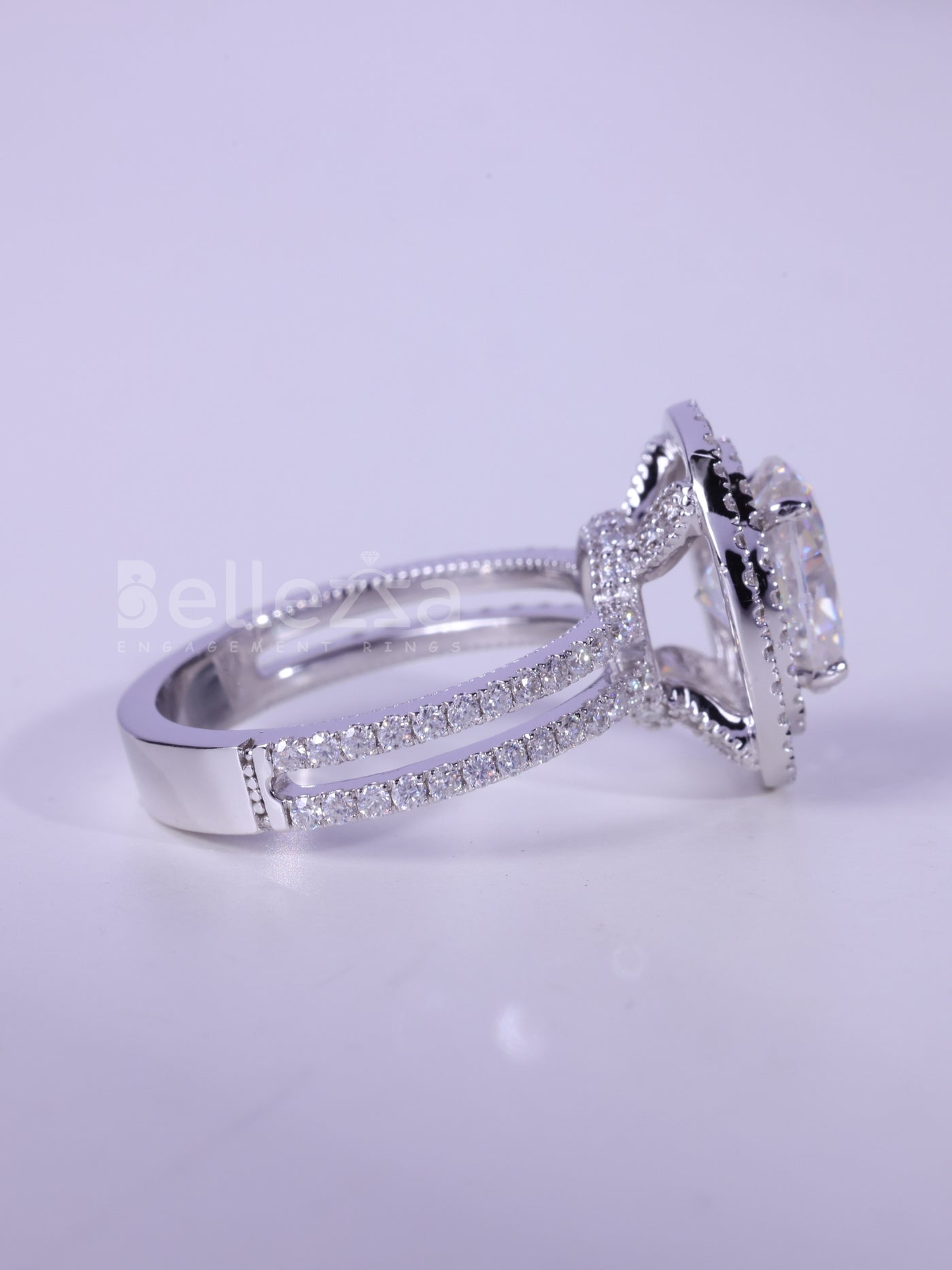 1.50CT Oval Cut Double Halo Moissanite Engagement Ring