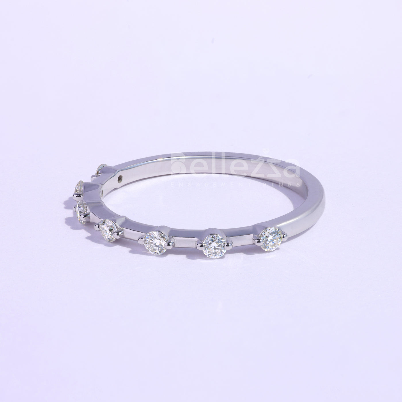 Round Cut Petite Pave Setting Moissanite Wedding Band - Ready To Ship