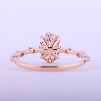 1.0CT Oval Cut Petite Pave Setting Moissanite Engagement Ring