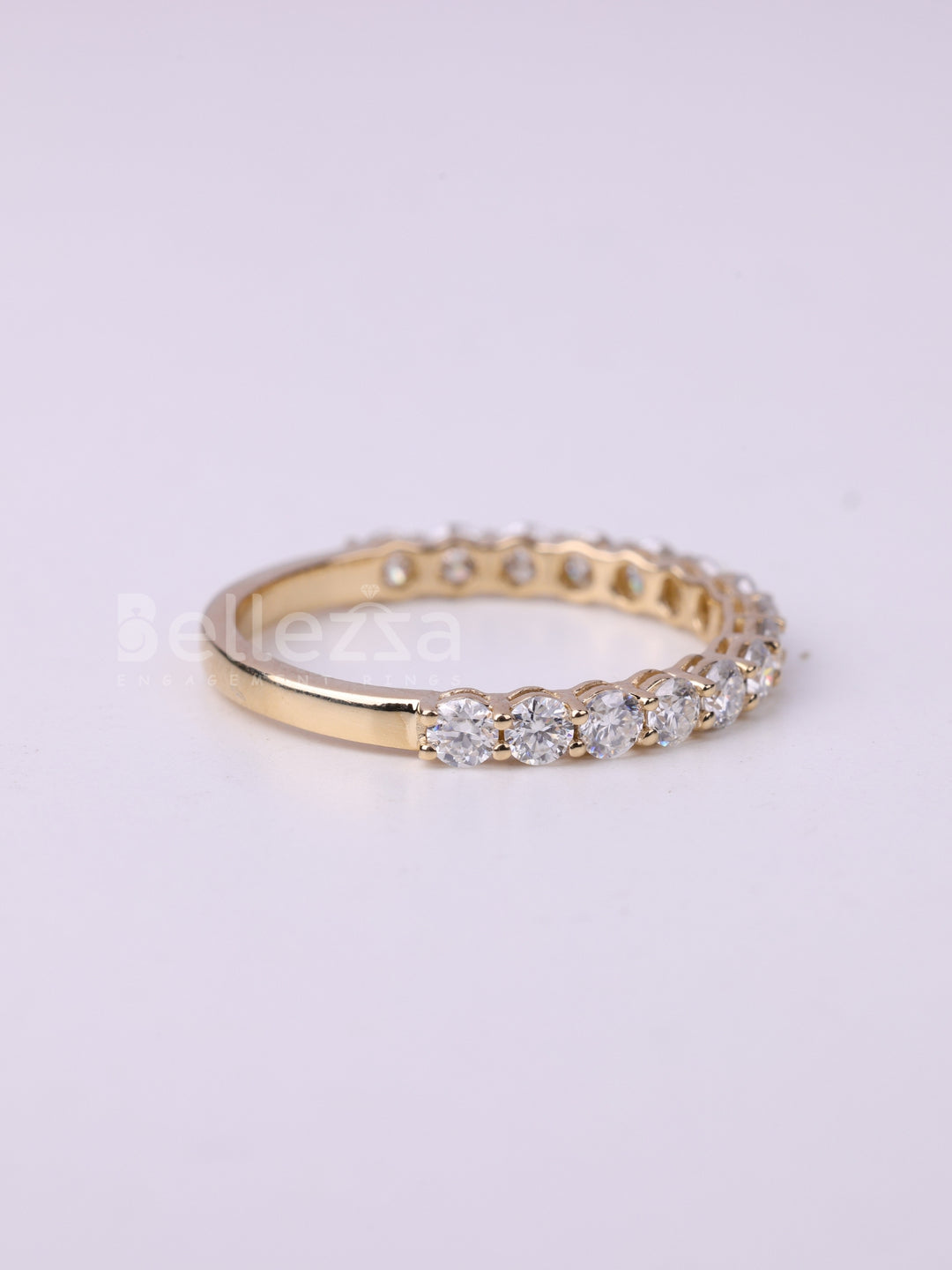 Round Cut Diamond Half Eternity Wedding Band