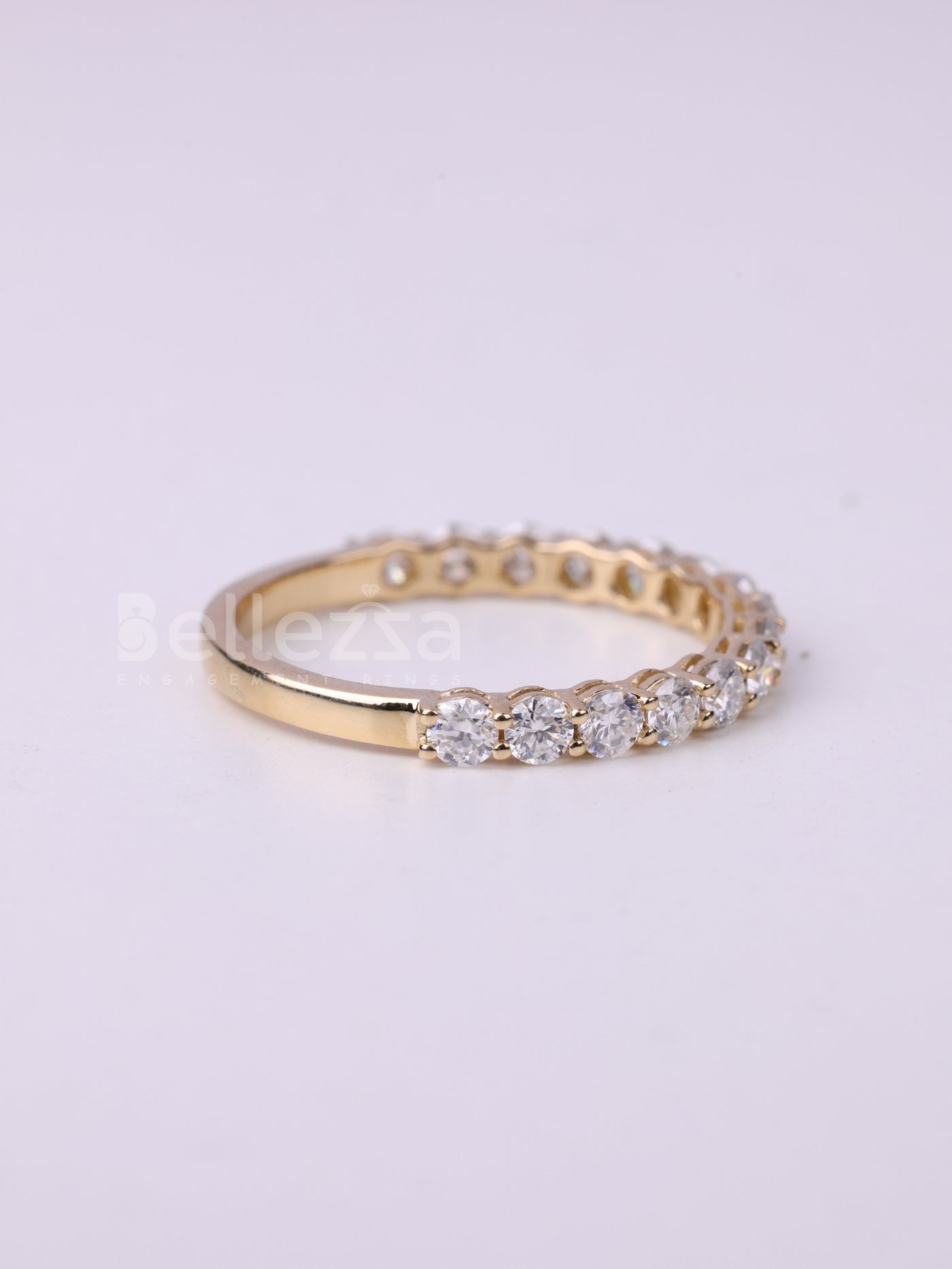 Round Cut Diamond Half Eternity Wedding Band