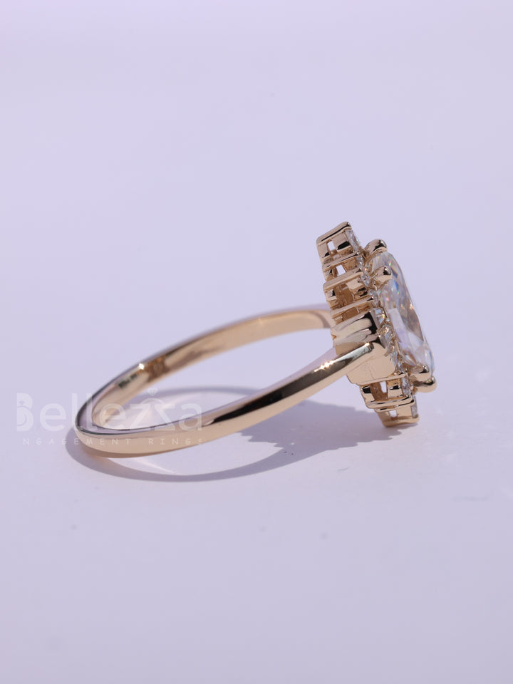 1.0CT-2.0CT Marquise Cut Cluster Moissanite Engagement Ring