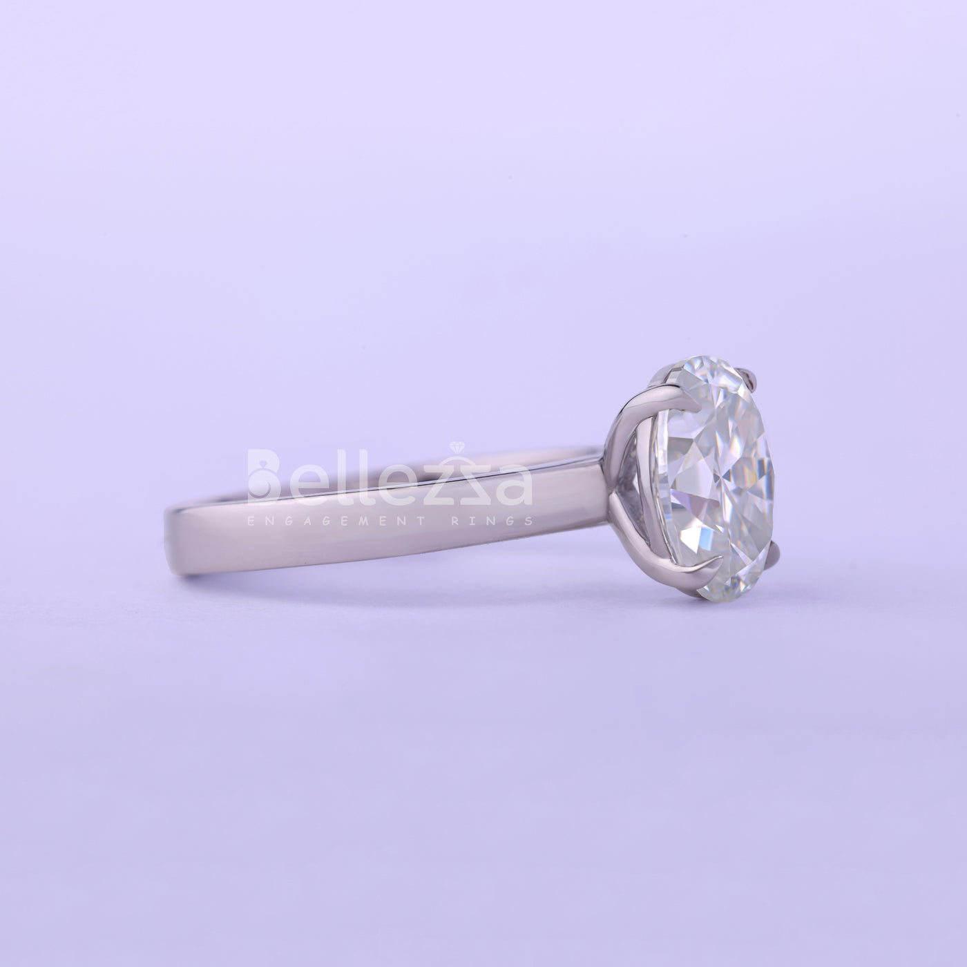 2.0CT Oval Cut Wide Band Moissanite Engagement Ring - Ready To Ship