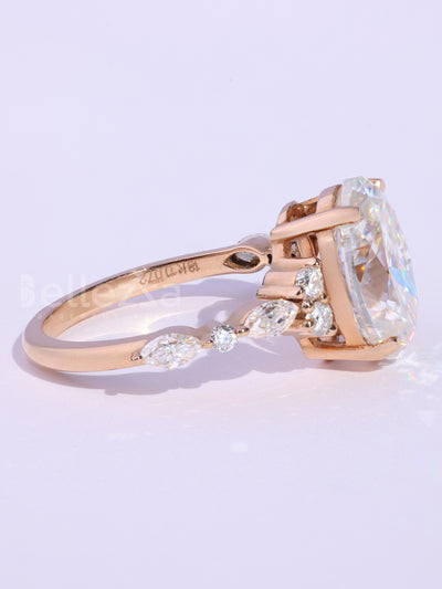 2.0CT Oval Cut Cluster Diamond Moissanite Engagement Ring