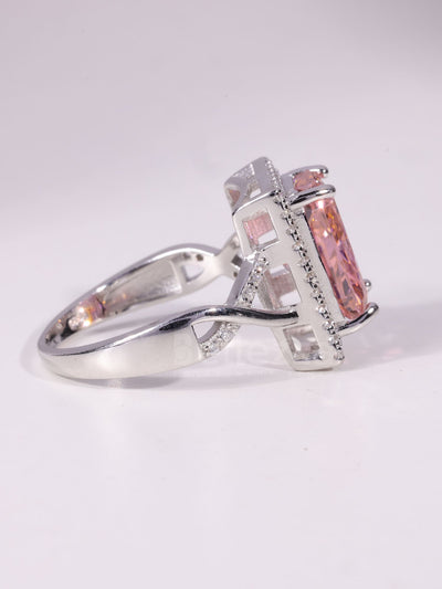 2.00CT-3.0CT Radiant Cut Orangy Pink Diamond Engagement Ring