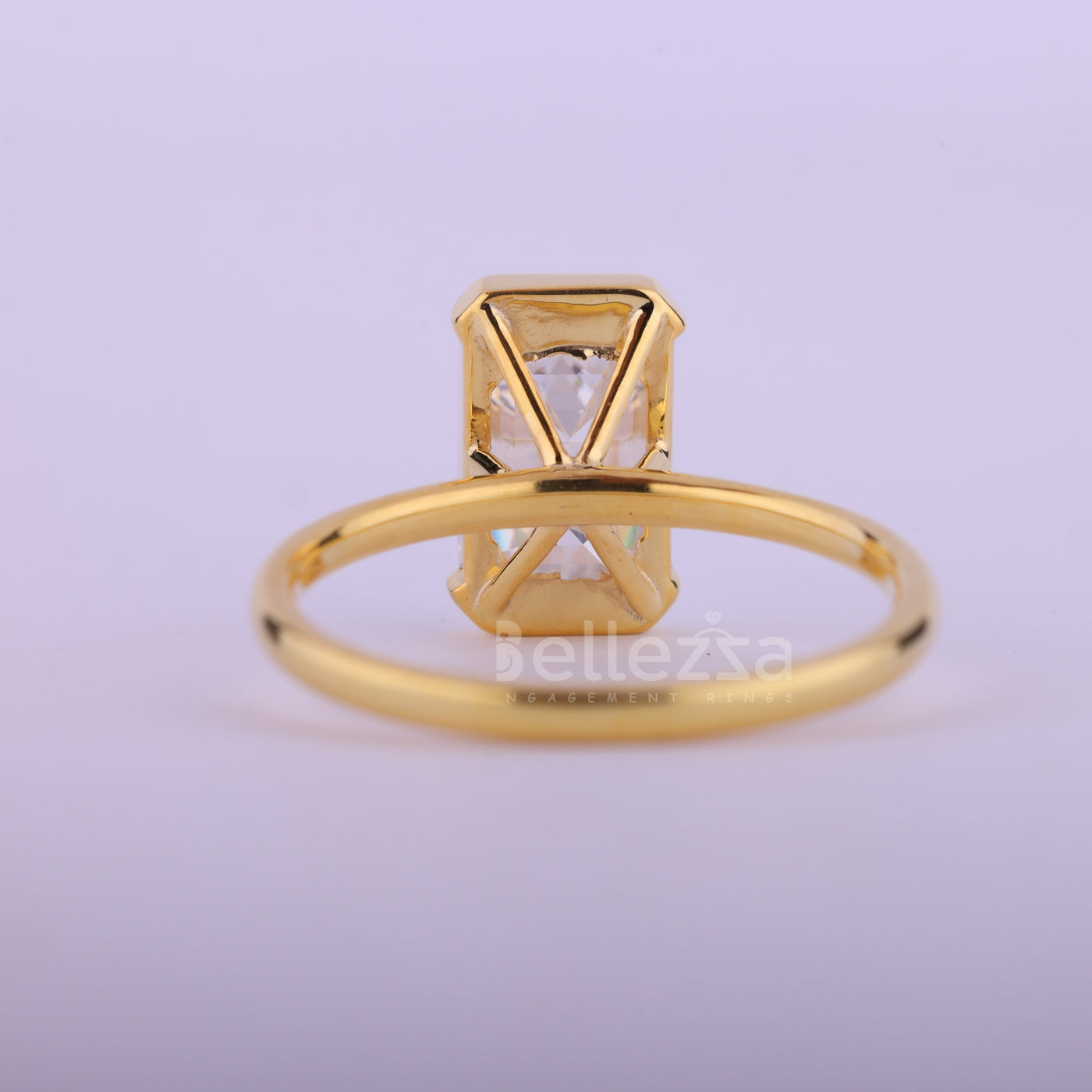 1.50CT Emerald Cut Half Bezel Set Solitaire Engagement Ring