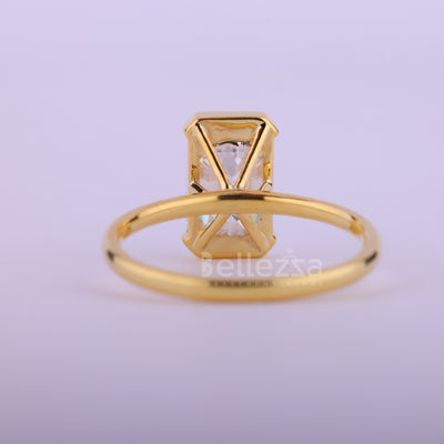 1.50CT Emerald Cut Half Bezel Set Solitaire Engagement Ring