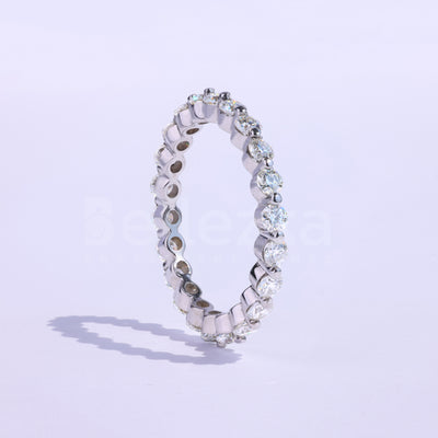 Round Brilliant Bubble Prong Moissanite Wedding Band - Ready to Ship