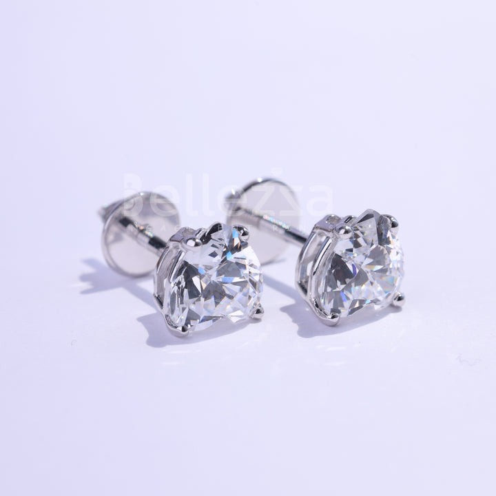 2.0CTW Heart Cut Solitaire Moissanite Stud Earrings