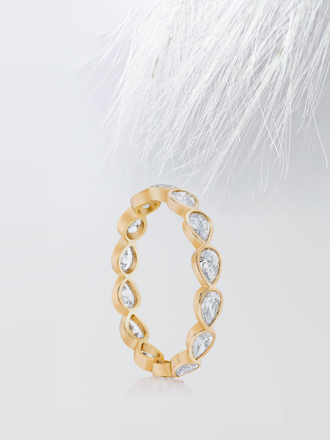 Pear Cut Bezel Diamond Wedding Band For Women