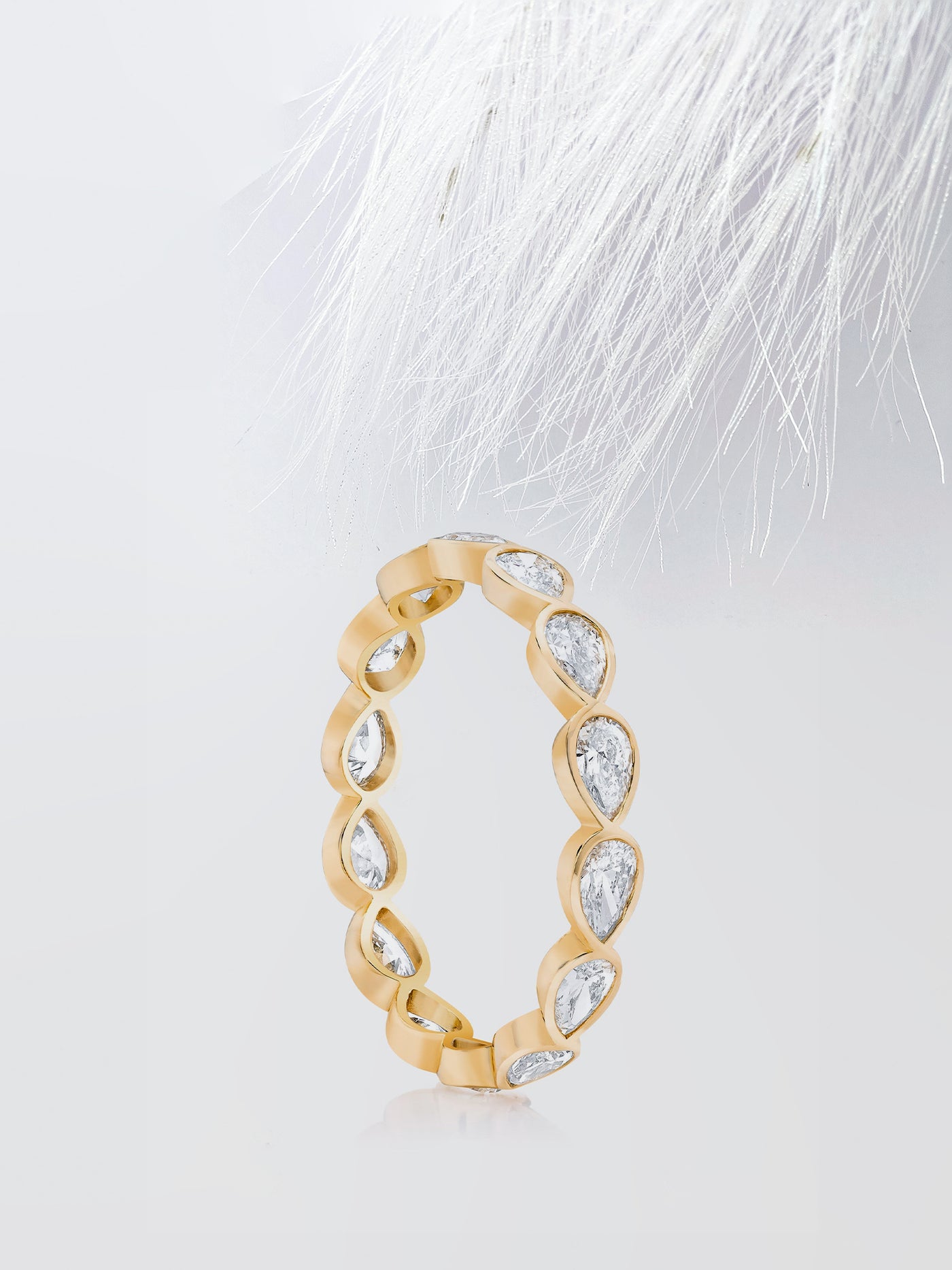 Pear Cut Bezel Diamond Wedding Band For Women