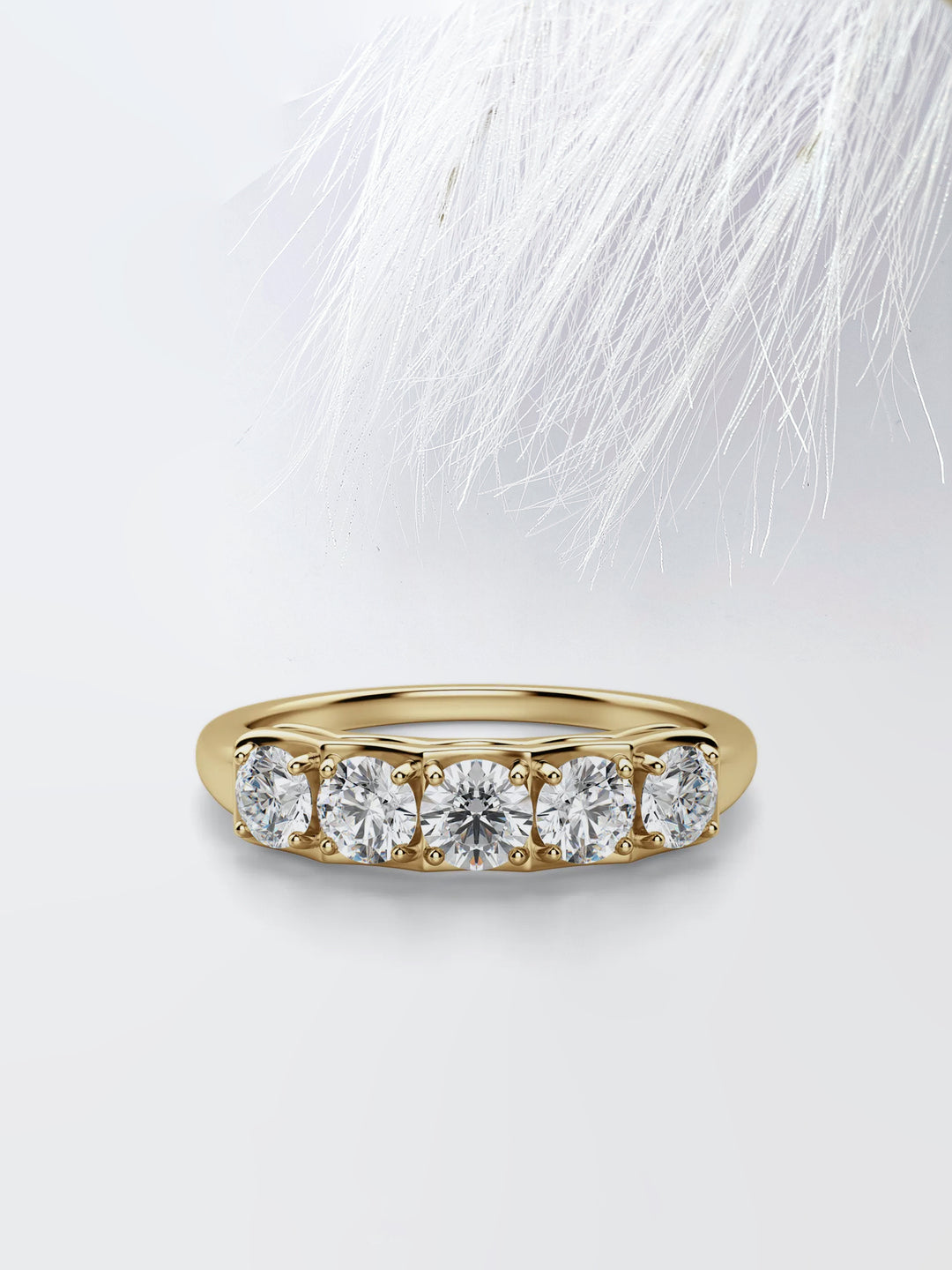 Round Cut Five Stone Wedding Band For Women