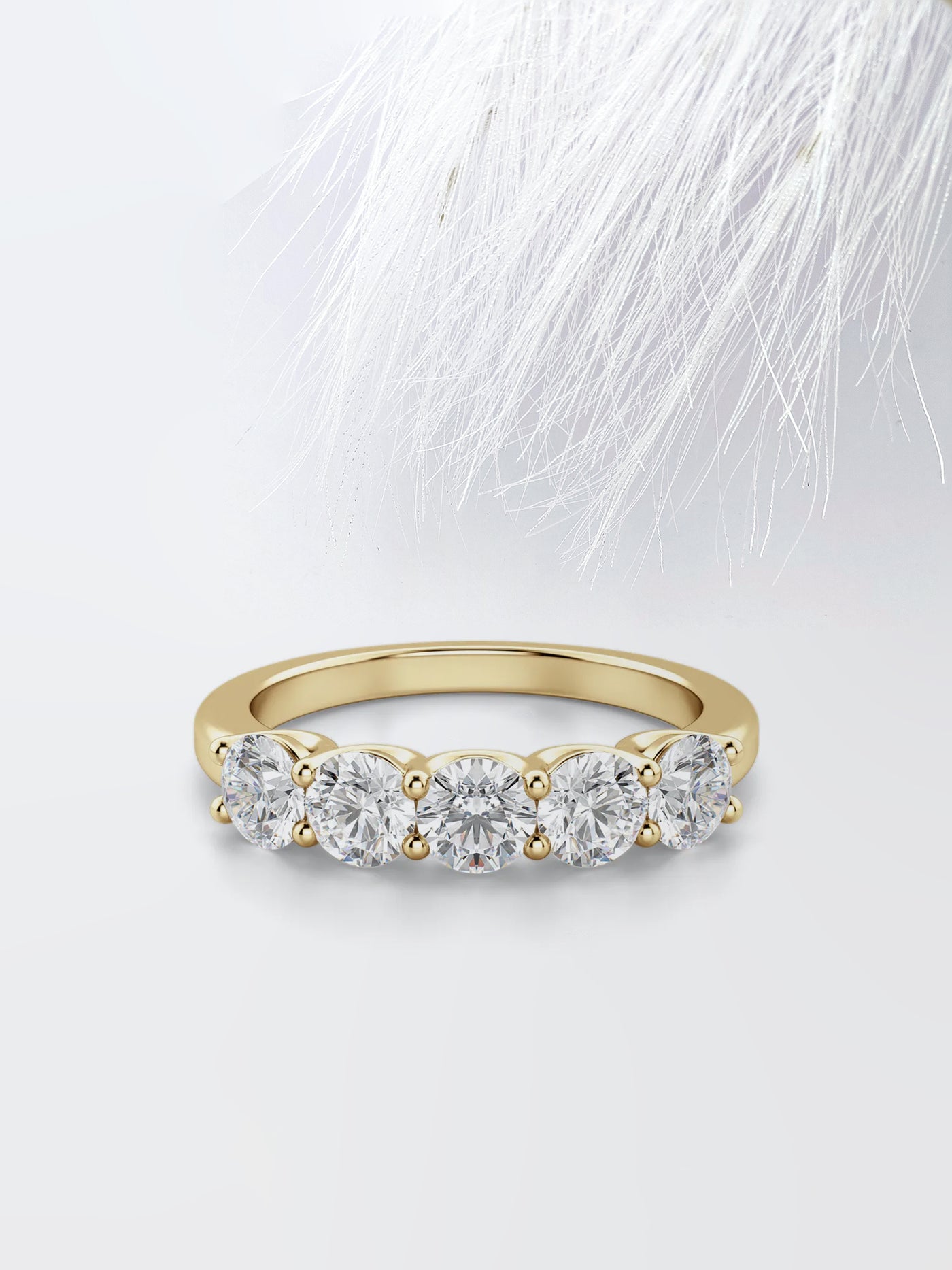 Round Cut Five Stone Diamond Wedding Band