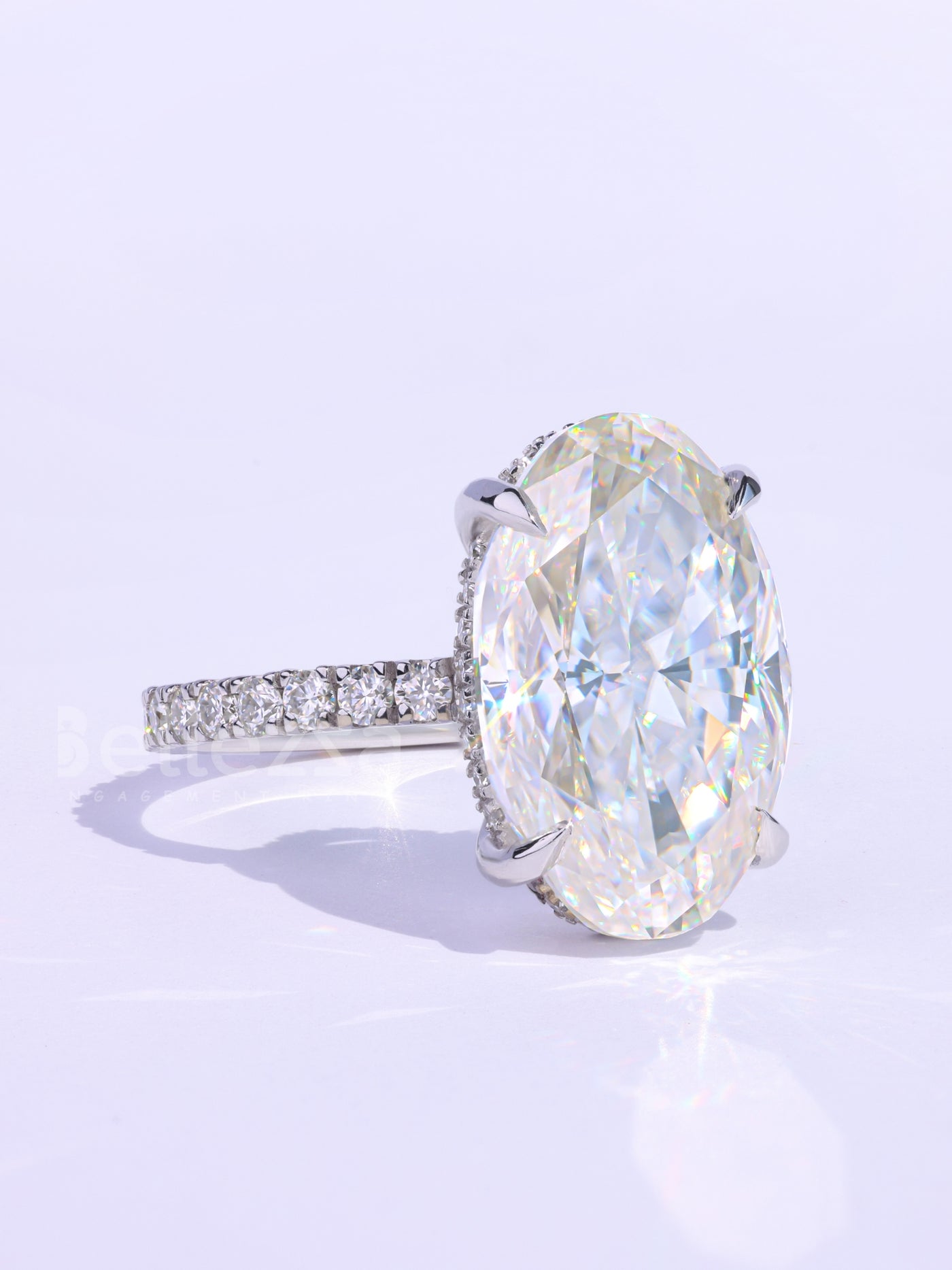 4.50CT Oval Cut Pave Setting Moissanite Engagement Ring