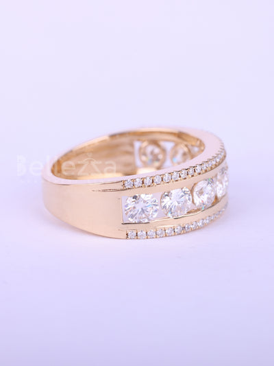 Round Cut Channel Set Half Eternity Wedding Band