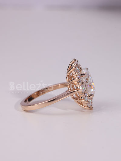 1.50CT-2.50CT Oval Cut Floral Halo Dimaond Engagement Ring