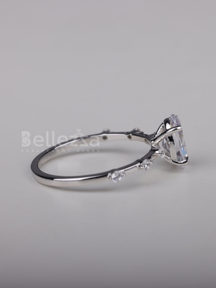 2.0CT Oval Cut Petite Pave Setting Moissanite Engagement Ring