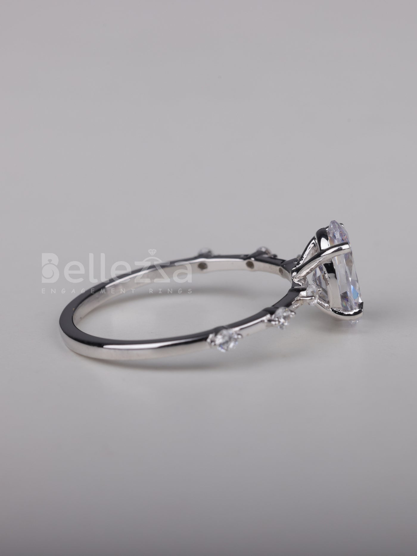 2.0CT Oval Cut Petite Pave Setting Moissanite Engagement Ring