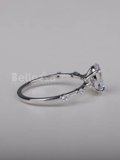 2.0CT Oval Cut Petite Pave Setting Moissanite Engagement Ring