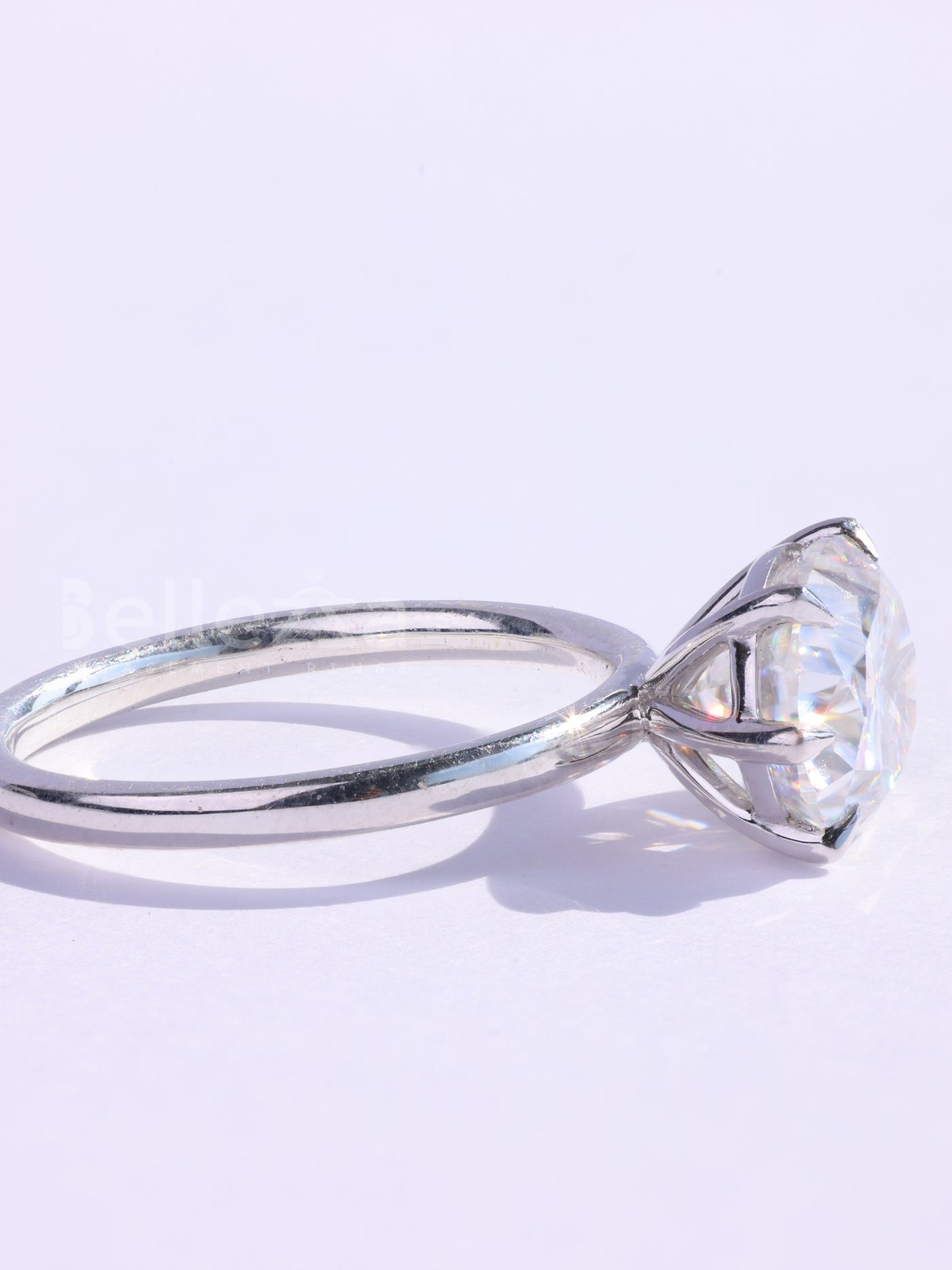 2.0CT East-West Oval Cut Solitaire Moissanite Engagement Ring