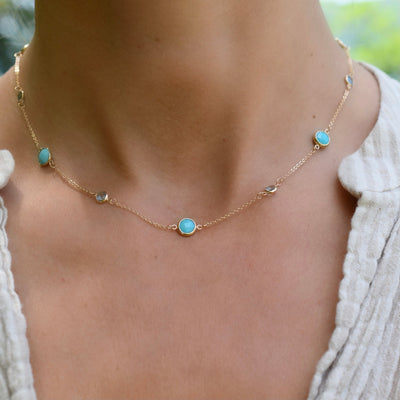 6.0TCW Round Cut Topaz Moissanite December Birthstone Necklace