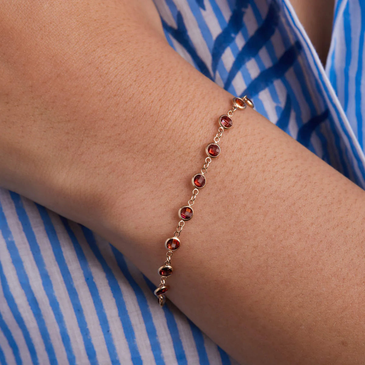 5.0TCW Round Cut Garnet Moissanite Diamond January Birthstone Bracelets