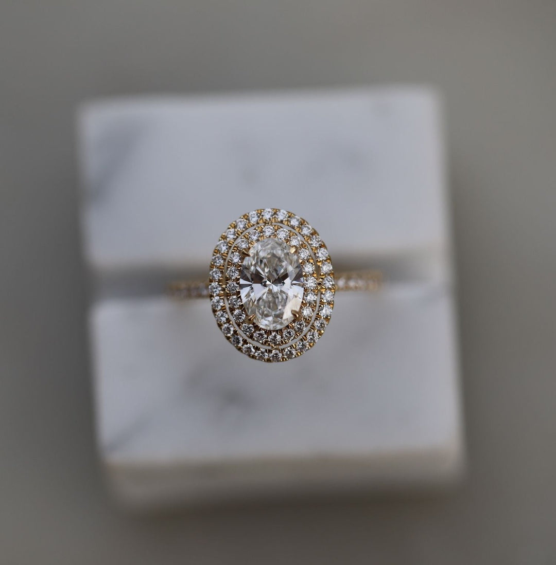 1.0 CT-3.0 CT Oval Double Halo  Lab Grown Diamond Engagement Ring