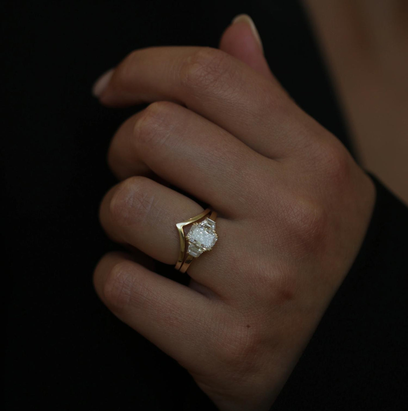 1.50 CT-3.50 CT Radiant 3 Stones  Lab Grown Diamond Engagement Ring