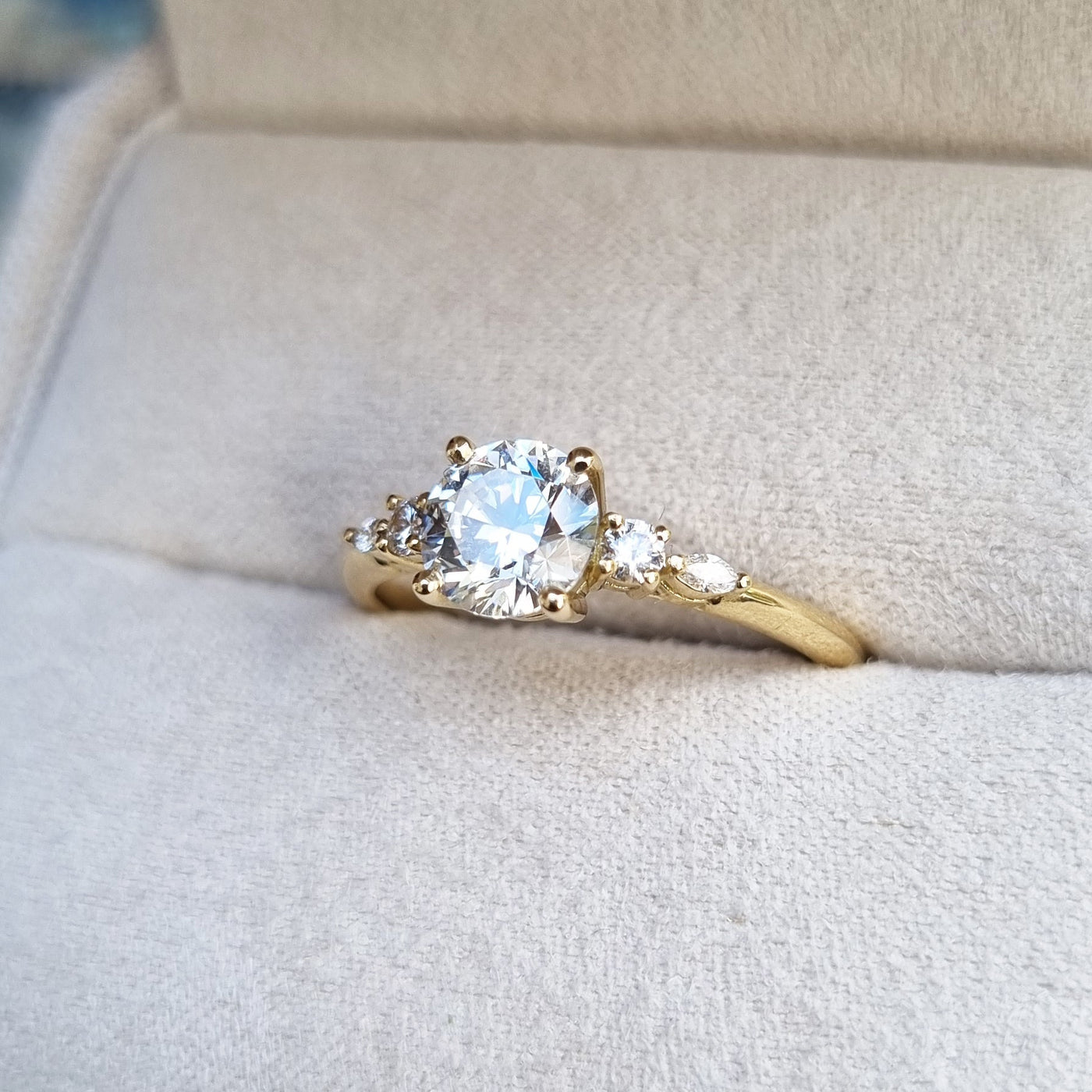 1.0-3.0 CT Round Pave Setting Lab Grown Diamond Engagement Ring